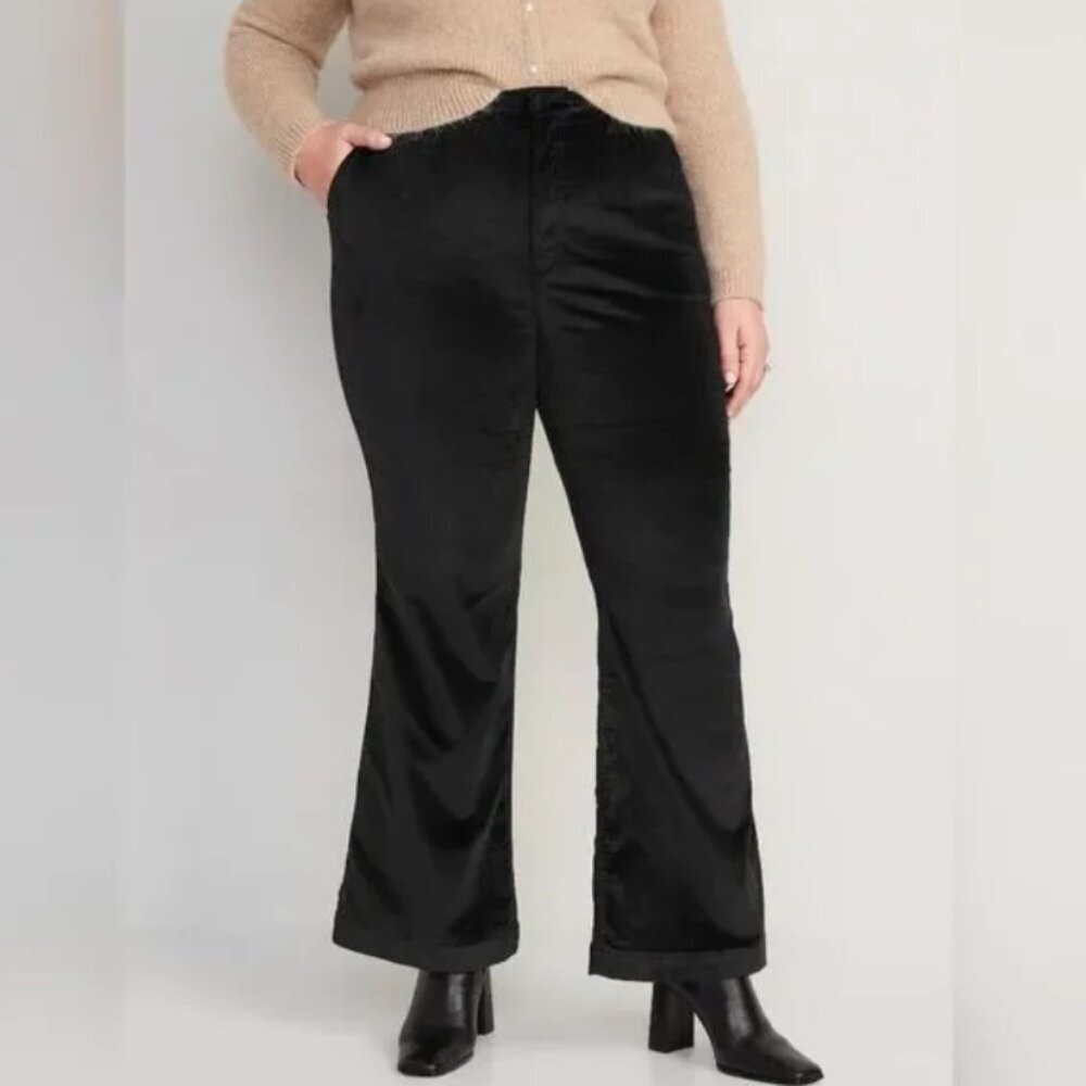 Old Navy Extra High-Rise Flare Trouser Pants Black Size 24 NWT